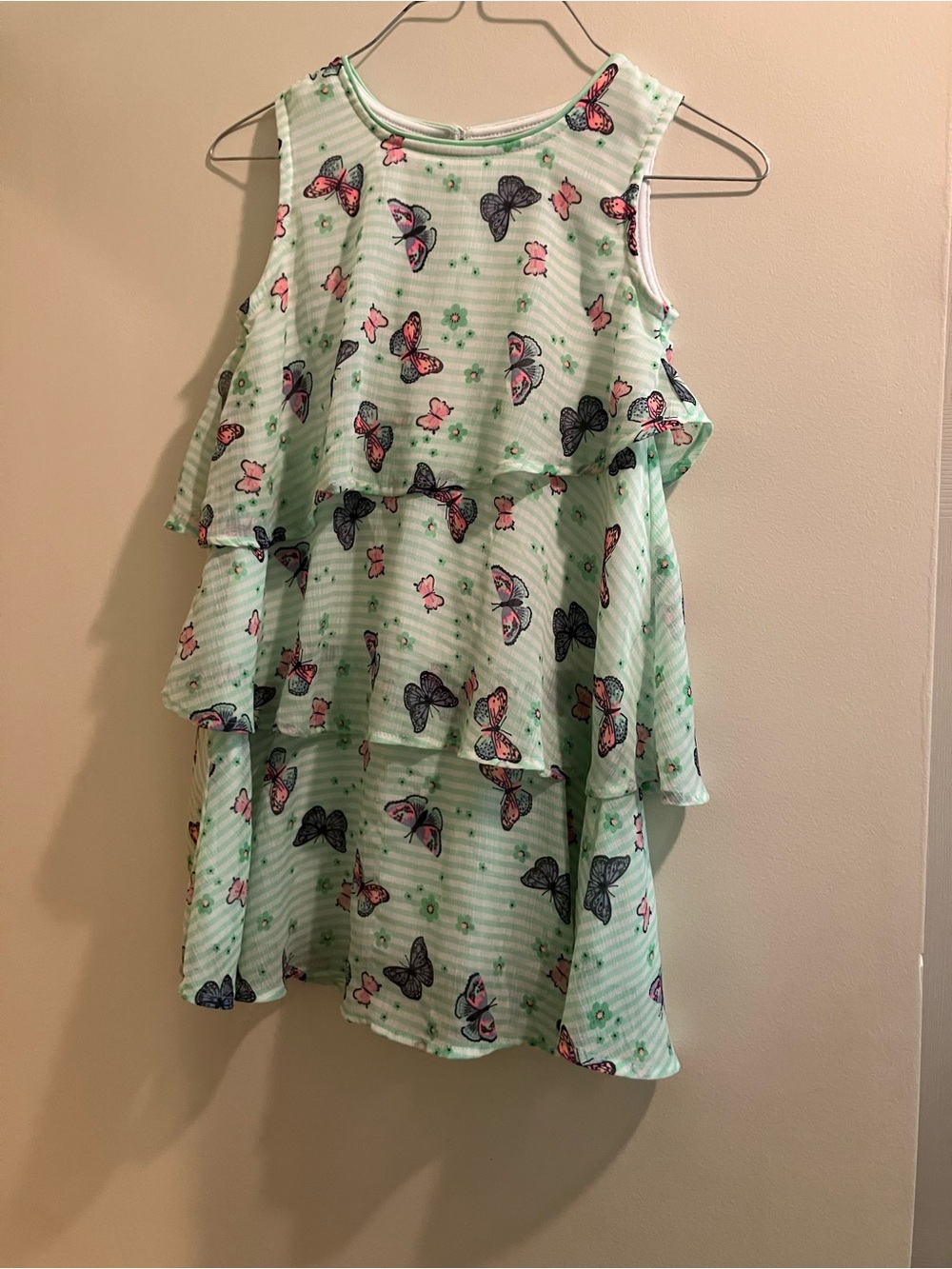 wonder nation Mint Green Girls' Dress with Butterfly Accents